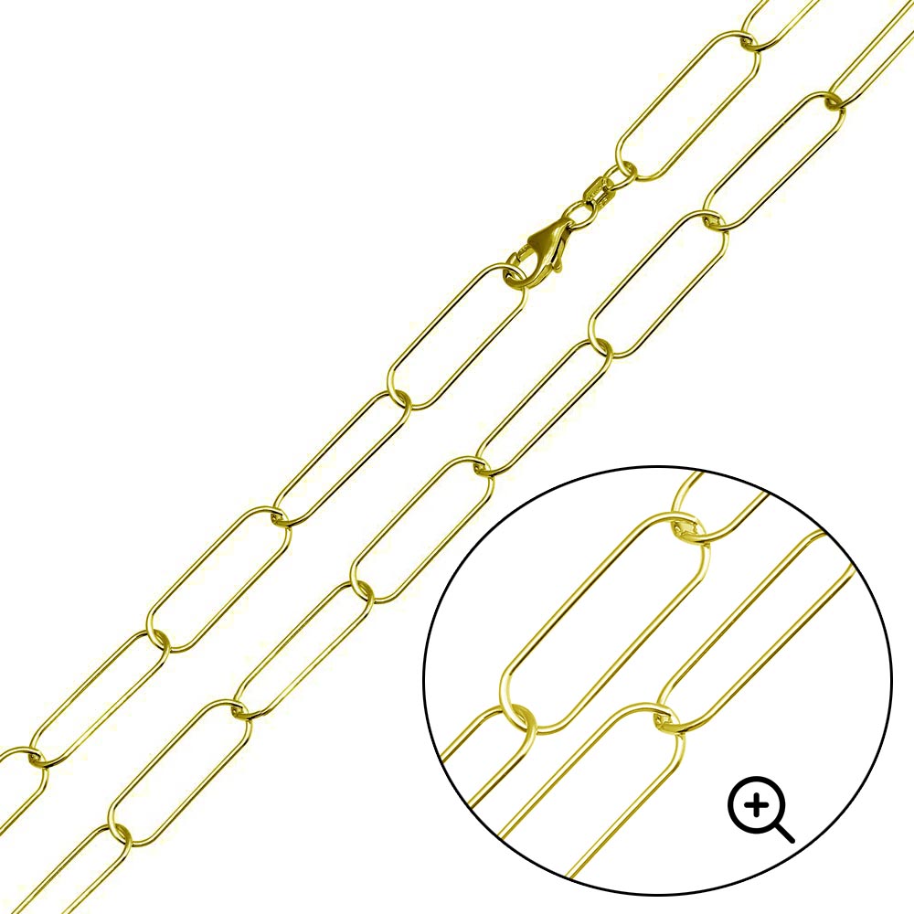 Sterling Silver Gold Plated Oval 6.5mm Paperclip Link Chain