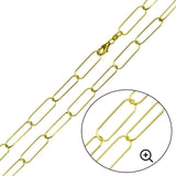Sterling Silver Gold Plated Oval 6.5mm Paperclip Link Chain