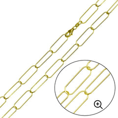 Sterling Silver Gold Plated Oval 6.5mm Paperclip Link Chain