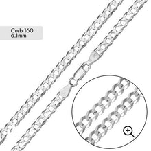 Load image into Gallery viewer, Sterling Silver Super Flat Curb 160-6.1mm Chain