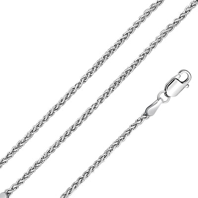 Sterling Silver High Polished Wheat 2.5mm-080 Chain with Lobster Clasp Closure
