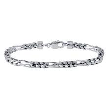 Load image into Gallery viewer, Sterling Silver Rhodium Plated Figaro Franco Bracelet