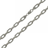 Sterling Silver Rhodium Plated 5mm Wide Oval D Cut Link Paperclip Chain