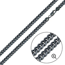 Load image into Gallery viewer, Sterling Silver Miami Curb Platinlux Plated 200-7mm One Sided Pyramid Pave Chain