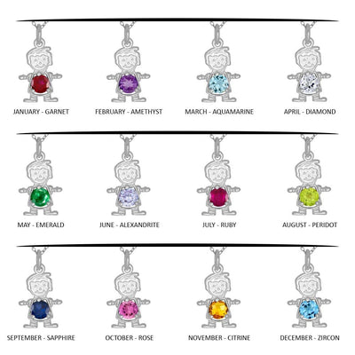 Sterling Silver Round Birthstone Boy Flat Charm