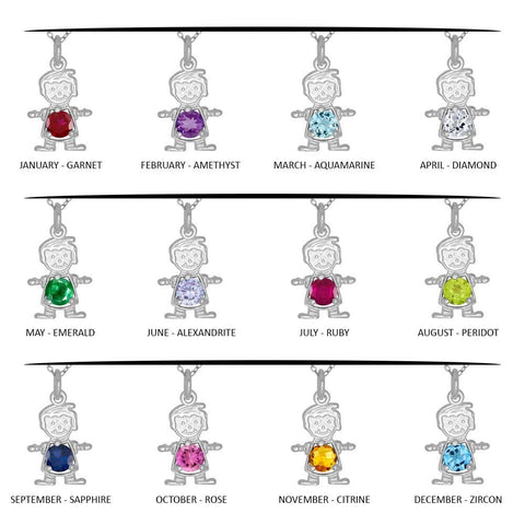 Sterling Silver Round Birthstone Boy Flat Charm