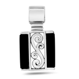 Sterling Silver Black Onyx Vine Charm Pendant