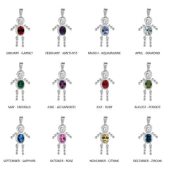 Sterling Silver Round Oval Birthstone Boy Charm