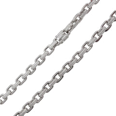 Sterling Silver Rhodium Plated CZ Encrusted 8.9mm Micro Pave Link Chains