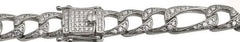 Sterling Silver Rhodium Plated CZ Encrusted 8.2mm Figaro Chains