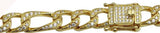 Sterling Silver Gold Plated CZ Encrusted 8.2mm Figaro Chains