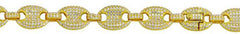 Sterling Silver Gold Plated CZ 8mm Encrusted Oval Link Chains