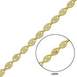Sterling Silver Gold Plated CZ Encrusted Oval Link Hip Hop Bracelet Width-10.5mm