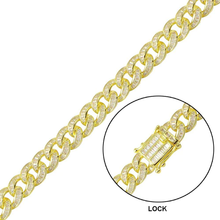 Load image into Gallery viewer, Sterling Silver Gold Plated Baguette CZ Encrusted Curb Hip Hop Bracelet Width-10.9mm