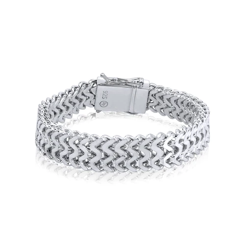 Sterling Silver High 13.6mm Zig Zag Bracelet--Length 8"
