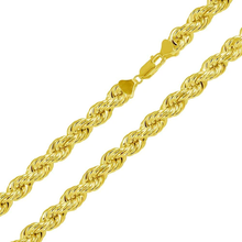 Load image into Gallery viewer, Sterling Silver Gold Plated Hollow Rope Chain Width-8mm