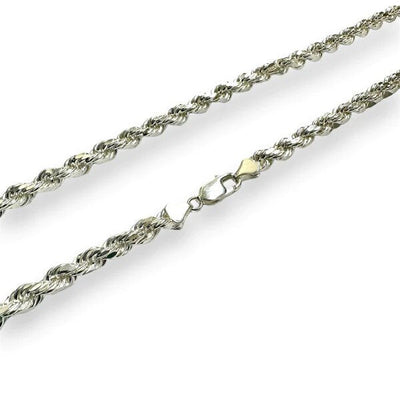 Sterling Silver Diamond Cut Anti Tarnish Hollow Rope 5.8mm Chain