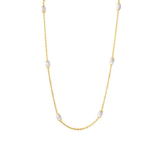 Load image into Gallery viewer, Sterling Silver Classy Gold Plated Italian Necklace with Multi Silver Diamond Cut Oval BeadsAnd Closure: Lobster Clasp Closure Length: 36
