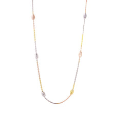 Load image into Gallery viewer, Sterling Silver Classy Three-Toned Italian Necklace with Multi Diamond Cut Oval BeadsAnd Closure: Lobster Clasp Closure Length: 36
