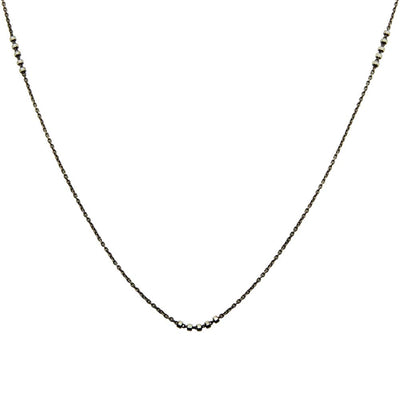 Sterling Silver Black Rhodium Plated DC Beaded Chain Necklace