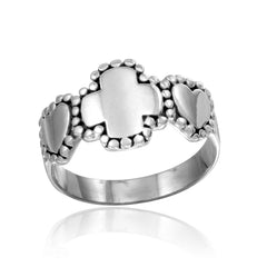 Sterling Silver High Polished Heart and Cross Ring