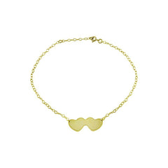 Sterling Silver Gold Plated Double Heart Anklets