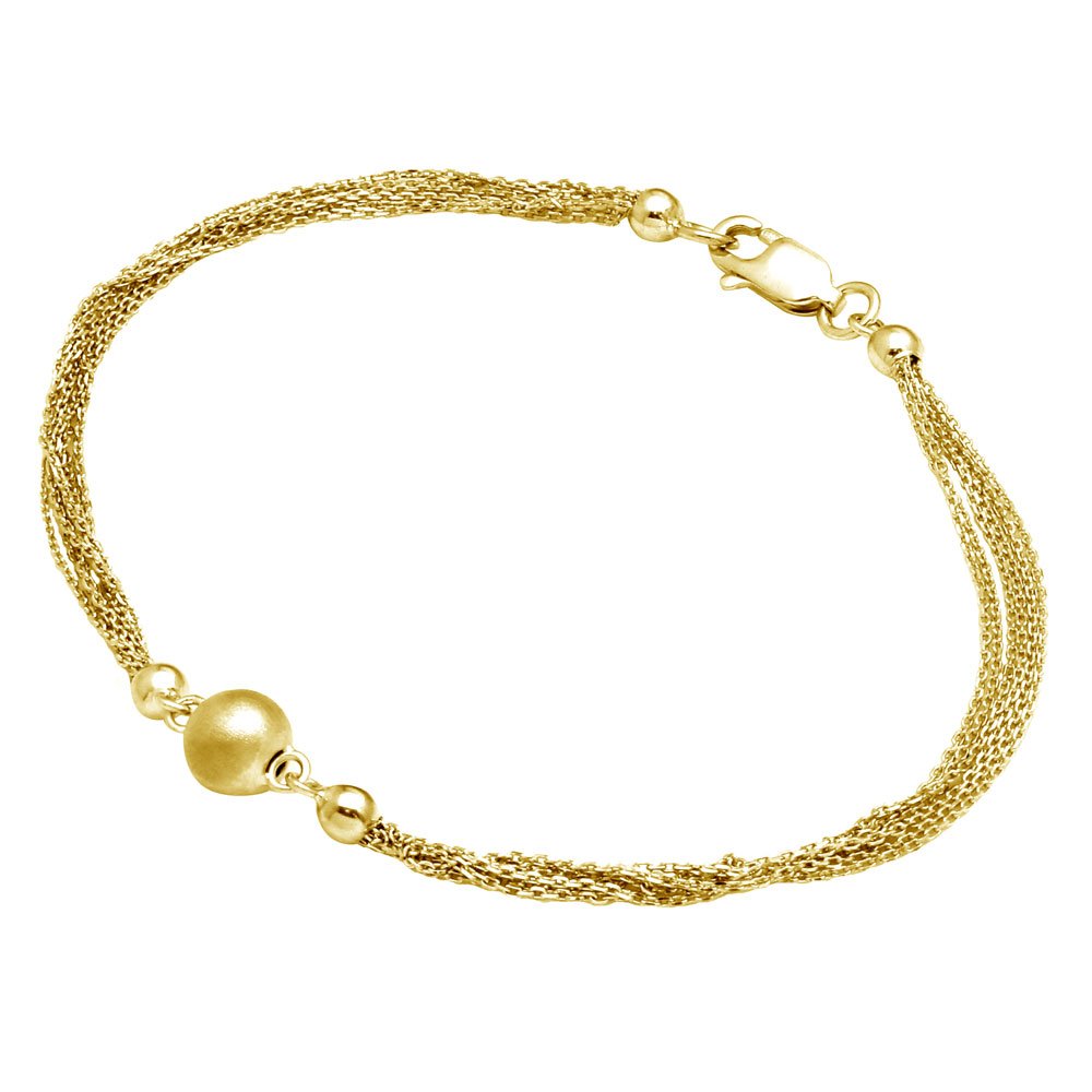 Sterling Silver Gold Plated Multi Stand Beaded Bracelet