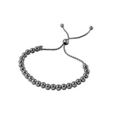 Sterling Silver Rose Black Rhodium Plated Beaded Lariat Italian Bracelet