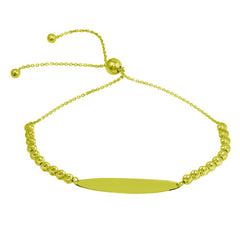 Sterling Silver Gold Plated Beaded Engravable ID Lariat Bracelet