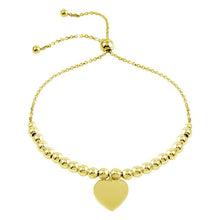Load image into Gallery viewer, Sterling Silver Gold Plated Beaded Engravable Heart Lariat Bracelet