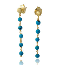 Load image into Gallery viewer, Sterling Silver Gold Plated Dangling Earrings With Five Turquoise Beads