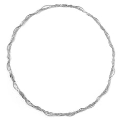Sterling Silver Fancy Rhodium Plated Entangling Braided Italian Necklace with Lobster Clasp ClosureAnd Length of 17