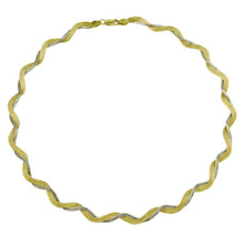 Load image into Gallery viewer, Sterling Silver Two Toned Gold Plated Braided Mesh And Omega Round Necklace