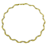 Sterling Silver Two Toned Gold Plated Braided Mesh And Omega Round Necklace
