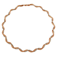 Load image into Gallery viewer, Sterling Silver Two Toned Rose Gold Plated Braided Omega Round Necklace