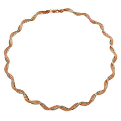 Sterling Silver Two Toned Rose Gold Plated Braided Omega Round Necklace