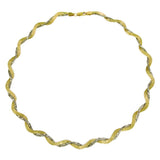 Sterling Silver Two Toned Gold Plated Braided Mesh And Omega Round Necklace