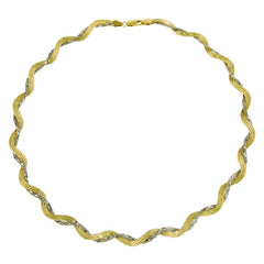 Sterling Silver Two Toned Gold Plated Braided Mesh And Omega Round Necklace