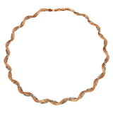 Sterling Silver Two Toned Rose Gold Plated Braided Mesh And Omega Round Necklace