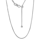 Sterling Silver Rhodium Plated Adjustable Franco Chain With Bead Necklace