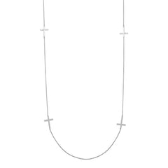 Sterling Silver Rhodium Plated Cross Chain Necklace