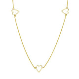 Sterling Silver Gold Plated Five Open Heart Necklace