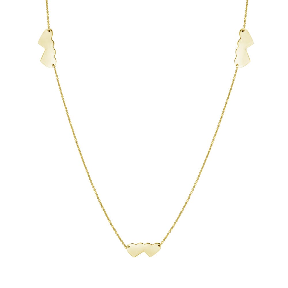 Sterling Silver Gold Plated Double Heart Necklace