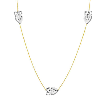 Sterling Silver Two Toned Gold Plated 5 Owl Shaped Necklace