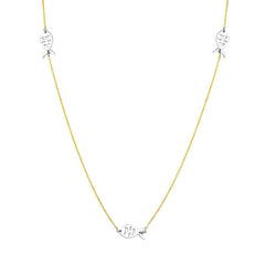 Sterling Silver Rhodum Gold And Rhodium Plated Fish Necklace