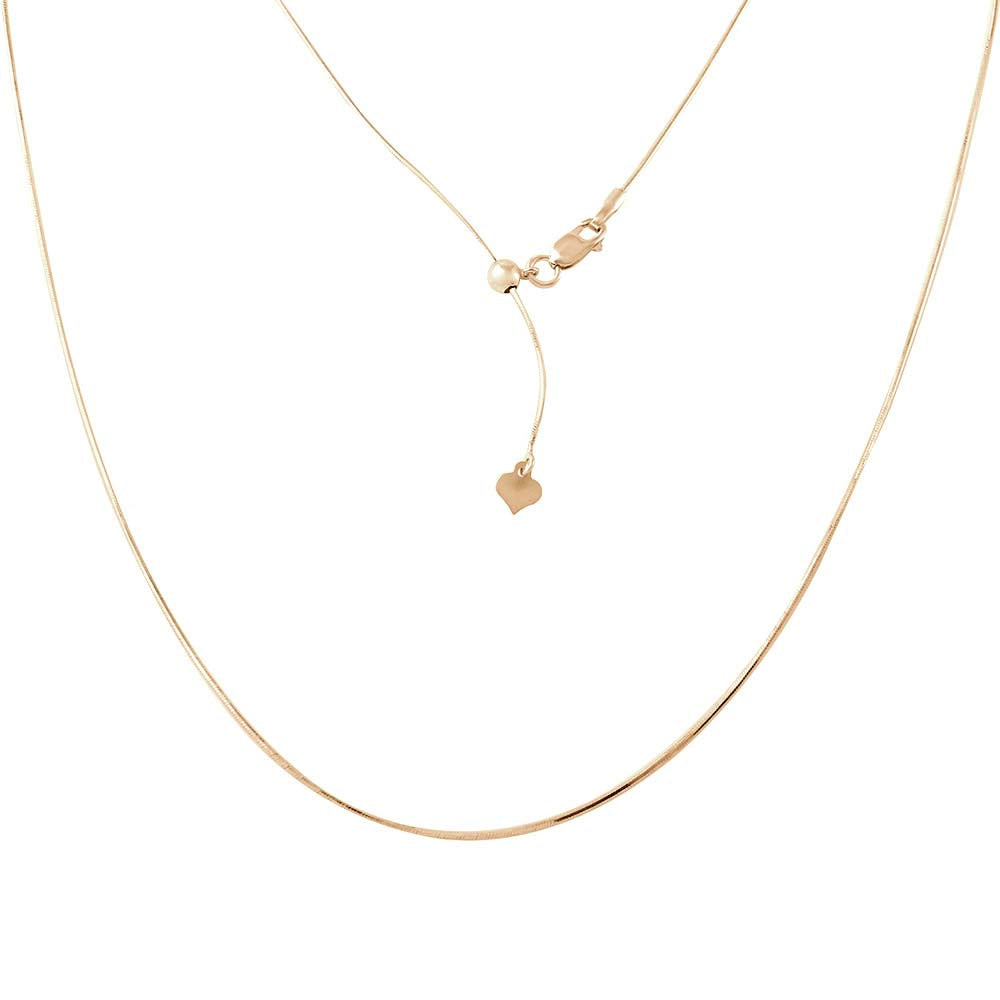 Sterling  Silver Gold Plated Adjustable Snake Square Slider Chain With Bead