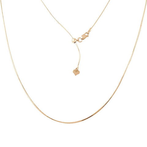 Sterling  Silver Gold Plated Adjustable Snake Square Slider Chain With Bead