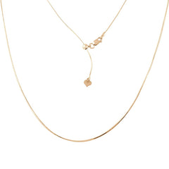 Sterling  Silver Gold Plated Adjustable Snake Square Slider Chain With Bead