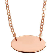 Load image into Gallery viewer, Sterling Silver Rose Gold Plated Small Oval Disc Necklace