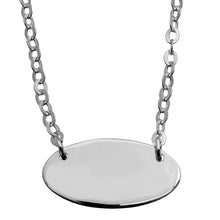 Load image into Gallery viewer, Sterling Silver Rhodium Plated Small Oval Disc Necklace